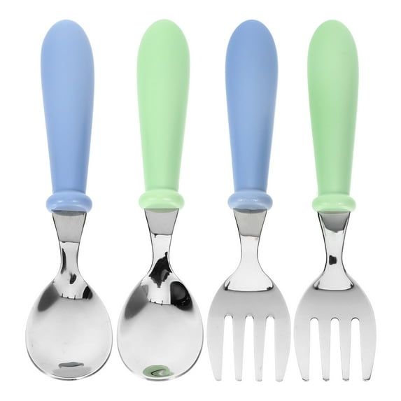 Phlegsive 4Pcs Toddler Utensils Kids Silverware Children Spoons and Forks Set Baby Feeding Essentials