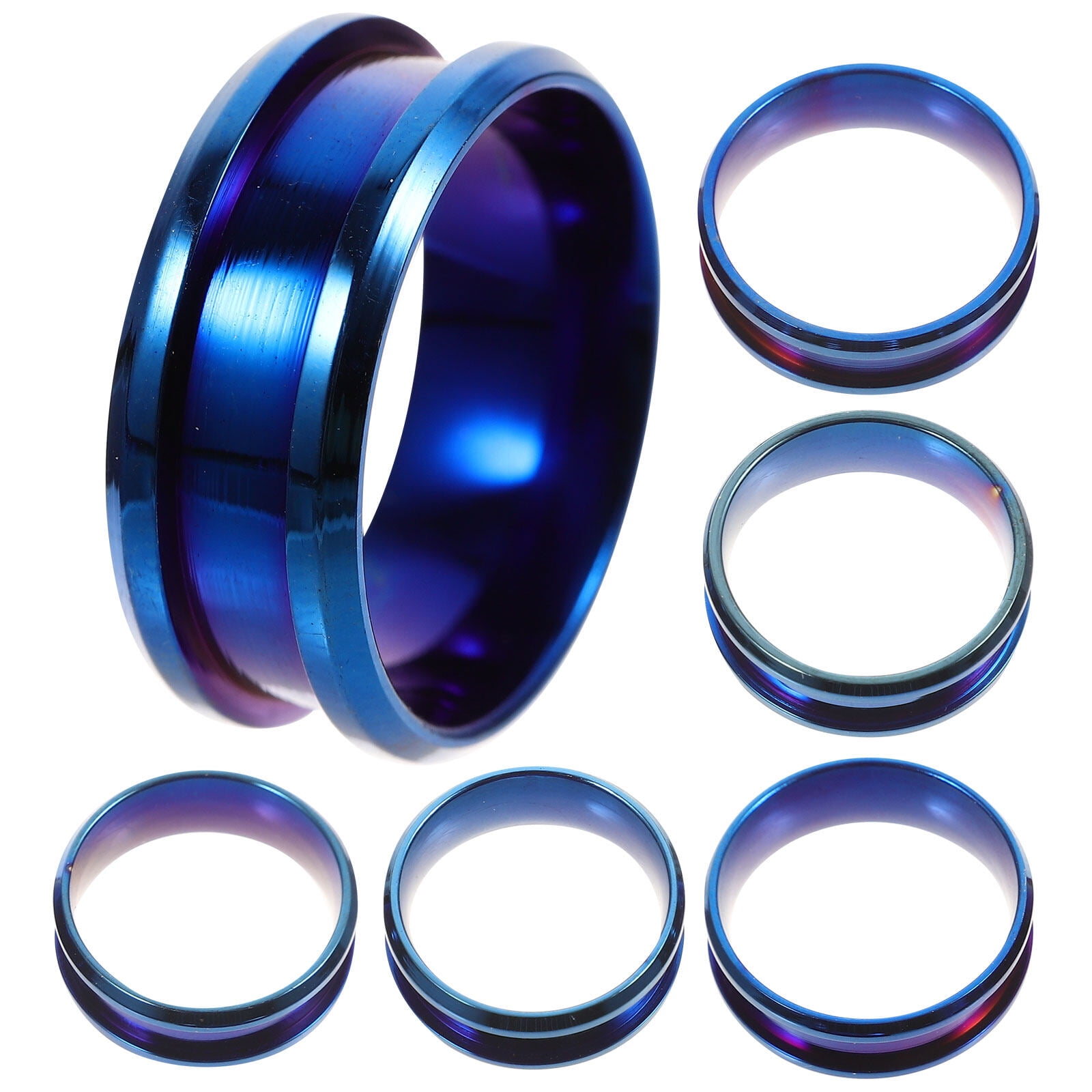 Phlegsive 6Pcs Fluted Ring Core Blank Stainless Steel Jewelry Making