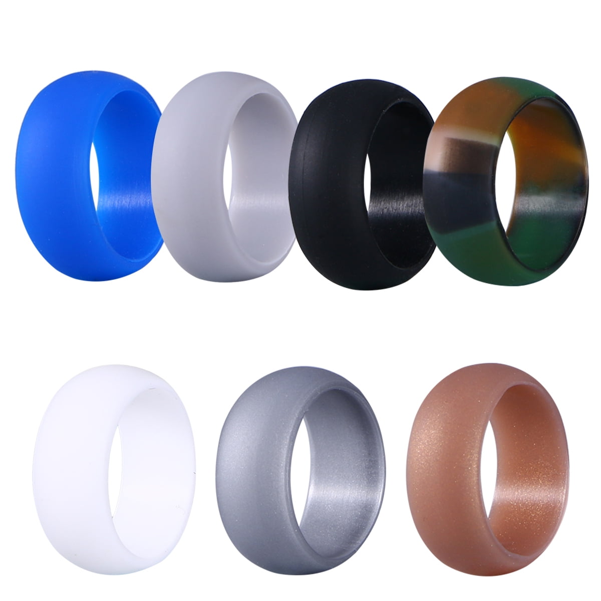 WINOMO 7-Pack Silicone Wedding Rings For Couples - Rubber Bands In 7 Colors, Safe For Active Lifestyles