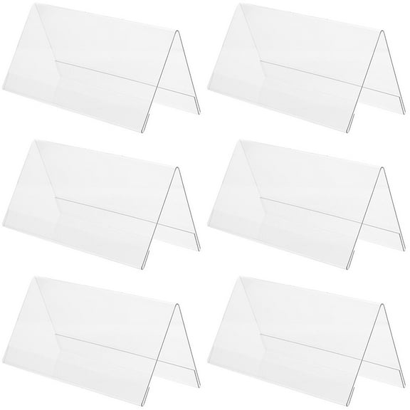 Phlegsive Acrylic Desk Name Plate Sign 6pcs Clear Rectangle Panel Blank for Office Decors