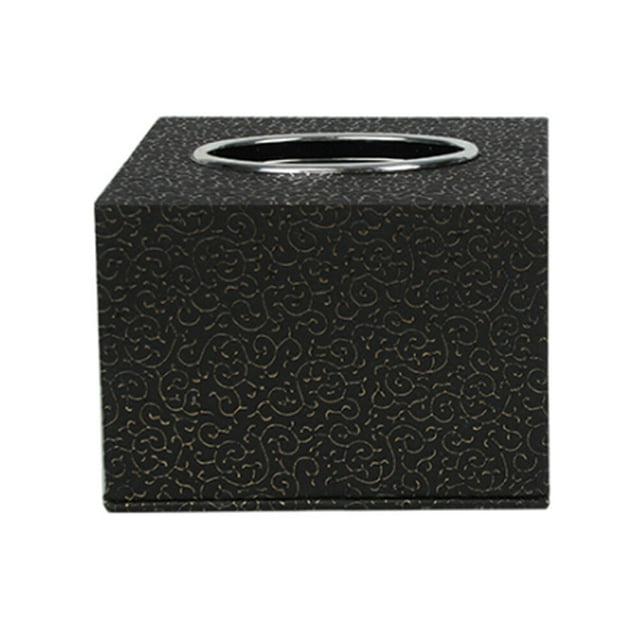 Phlegsive Black Square Tissue Box Cover Paper Towel Holder