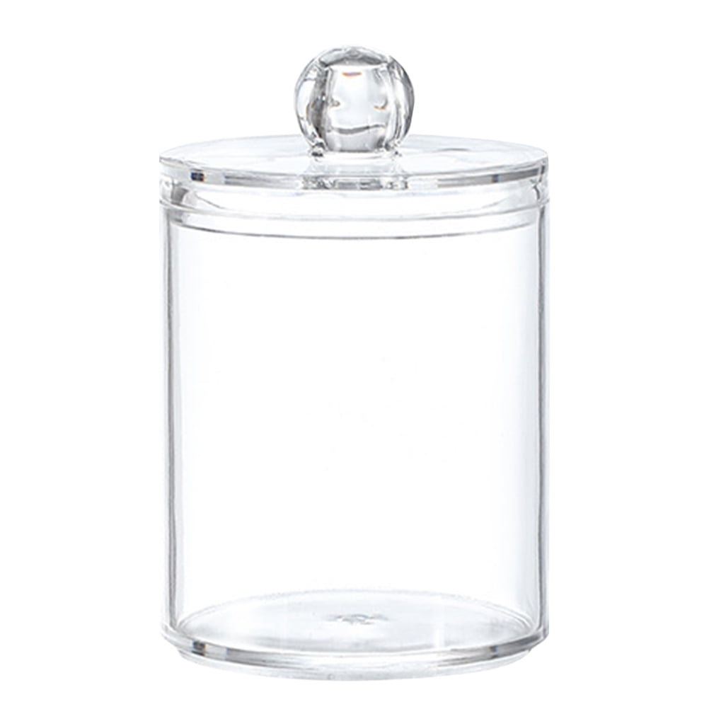 Phlegsive Clear QTip Holder Glass Jar with Lid for Makeup Storage