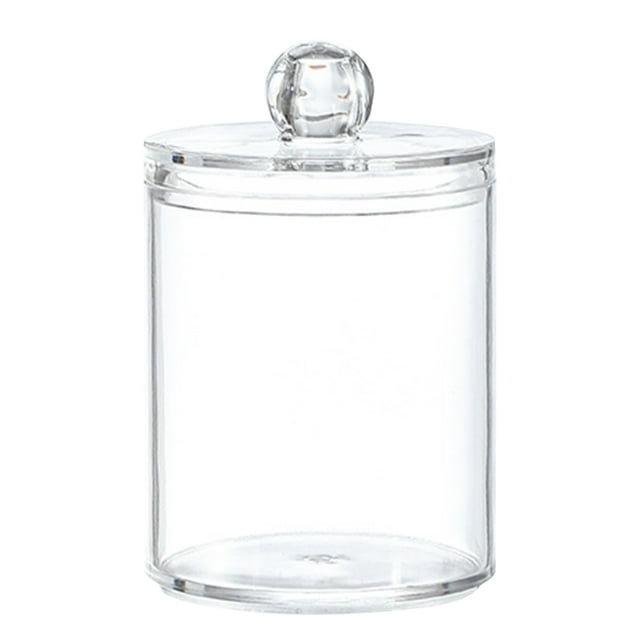 Phlegsive Clear QTip Holder Glass Jar with Lid for Makeup Storage