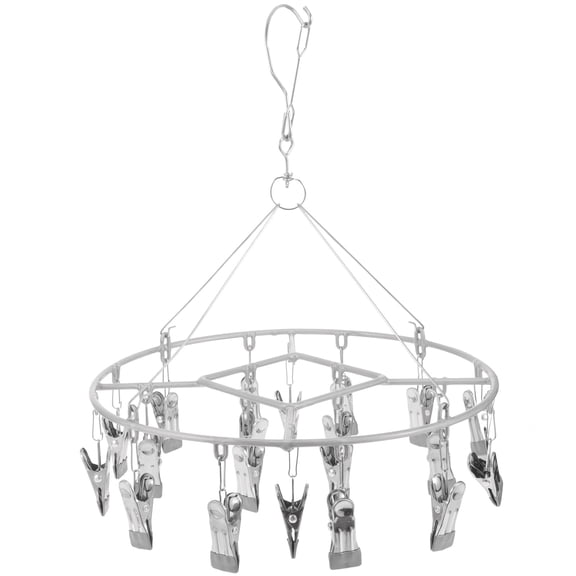 Phlegsive Stainless Steel Sock Drying Rack with 20 Clips - Wind-proof Laundry Hanger