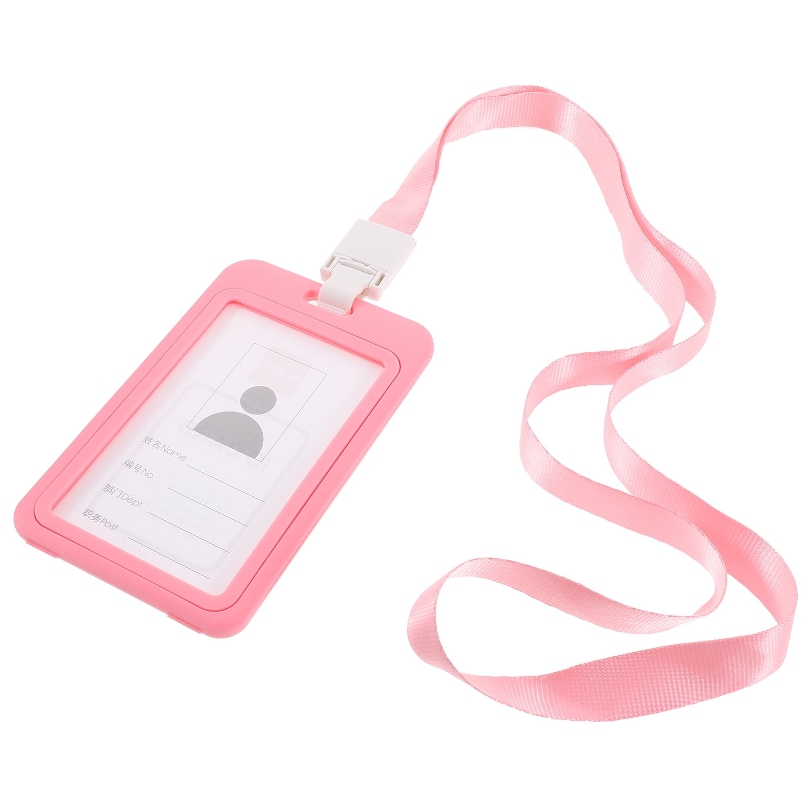 Phlegsive Vertical ID Badge Holder Set with Lanyard - Clear Plastic ...