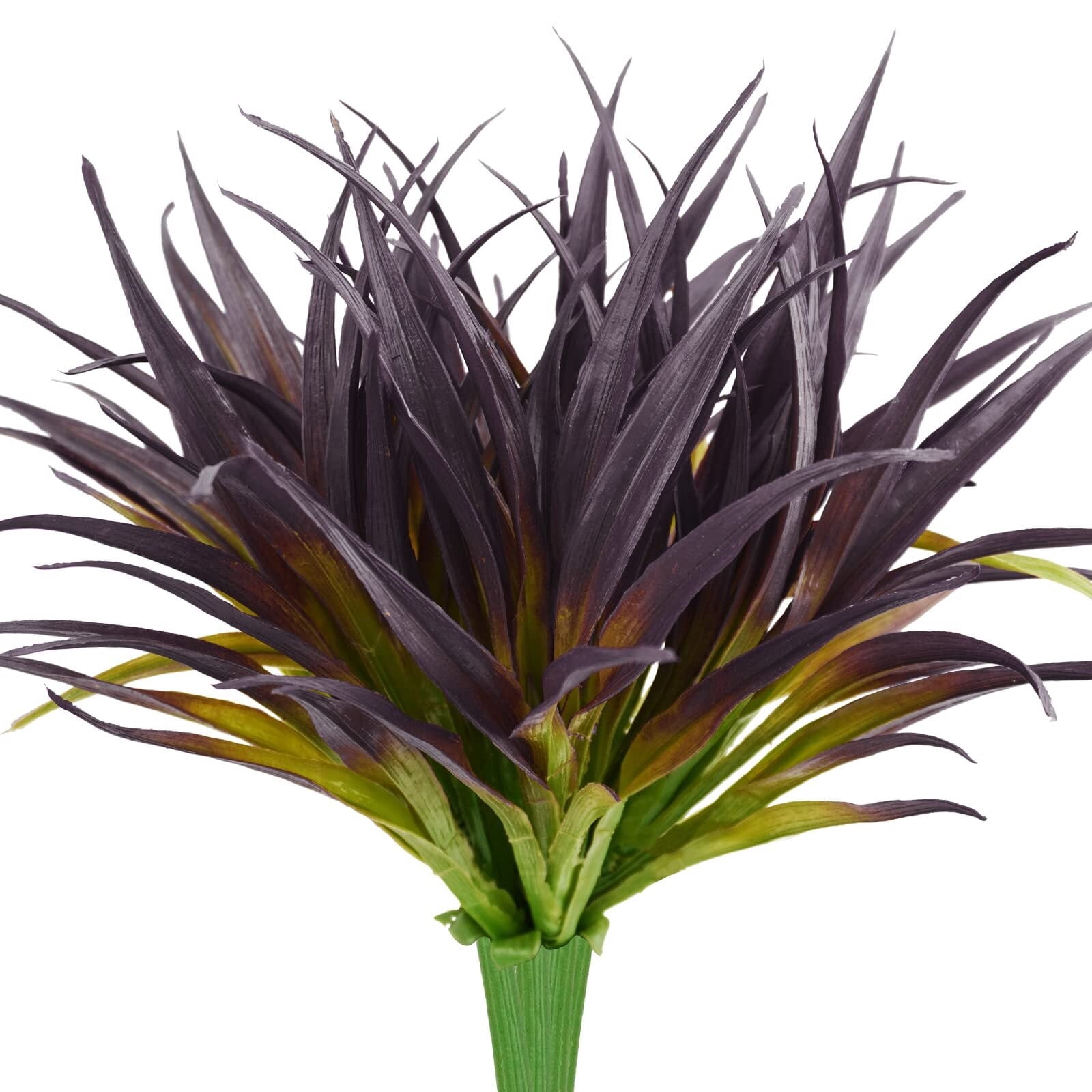 Phliofd 32Pcs Artificial Grass Fake Plants 17.3in Outdoor Plants UV Resistant Faux Greenery Stems Fake Grass for Home Window Garden Office Patio Pathway Front Porch Halloween Décor Green & Purple
