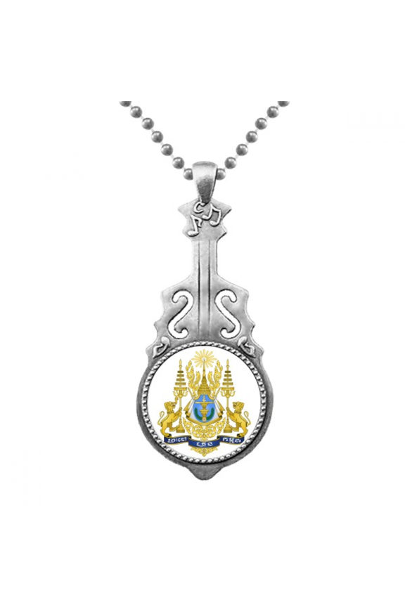Phnom Penh Cambodia National Emblem Pendant Jewelry Music Guitar Torque Hangtag