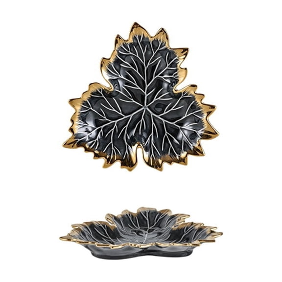 Phnom Penh Maple Leaf Plate Ceramic Jewelry Storage Serving Tray Cake Dessert Dish Organizer Living Room Tableware B