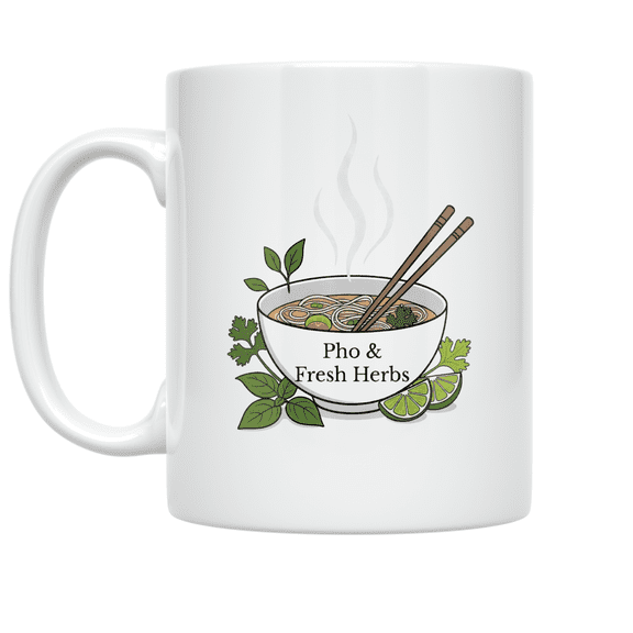 Pho & Fresh Herbs - Noodle Lover - 11 oz Ceramic Coffee Mug