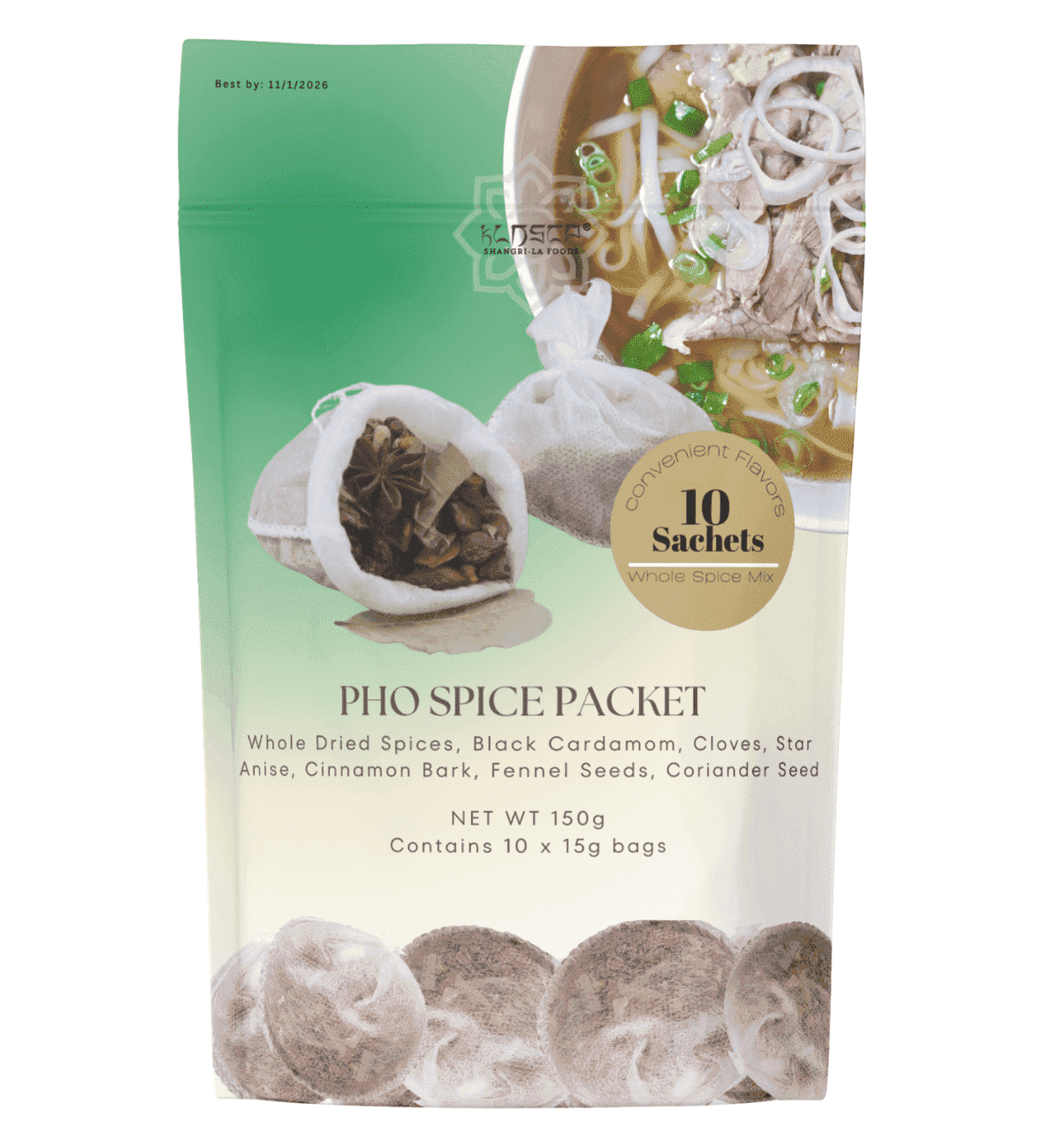 KLDSCP Pho Broth Whole Spice Sachets, 10 Single Pa