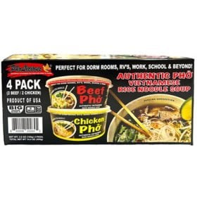 PhoLicious Authentic Pho Vietnamese Rice Noodle Soup, Variety Pack 4