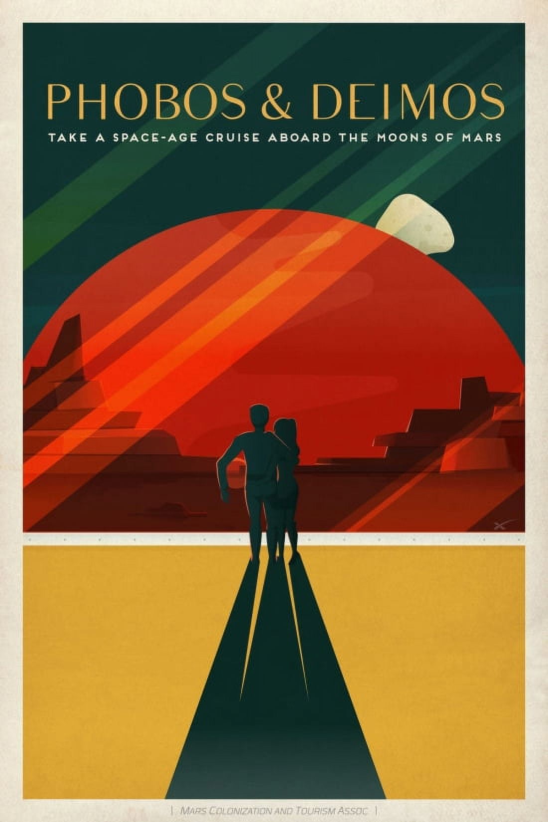 Phobos Deimos Mars Travel Canvas Art -  (24 x 36)