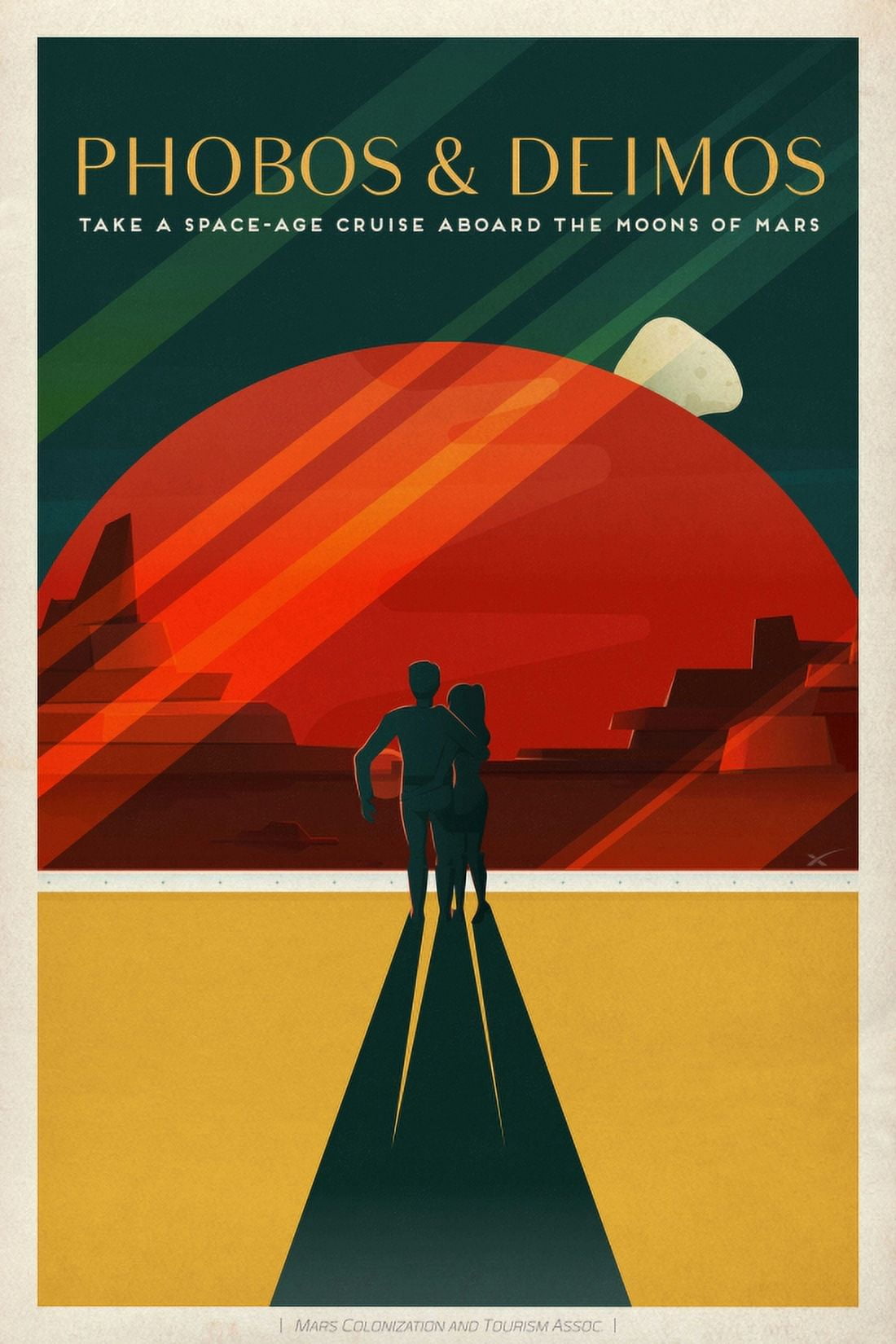 Phobos Deimos Mars Travel Canvas Art -  (36 x 54)