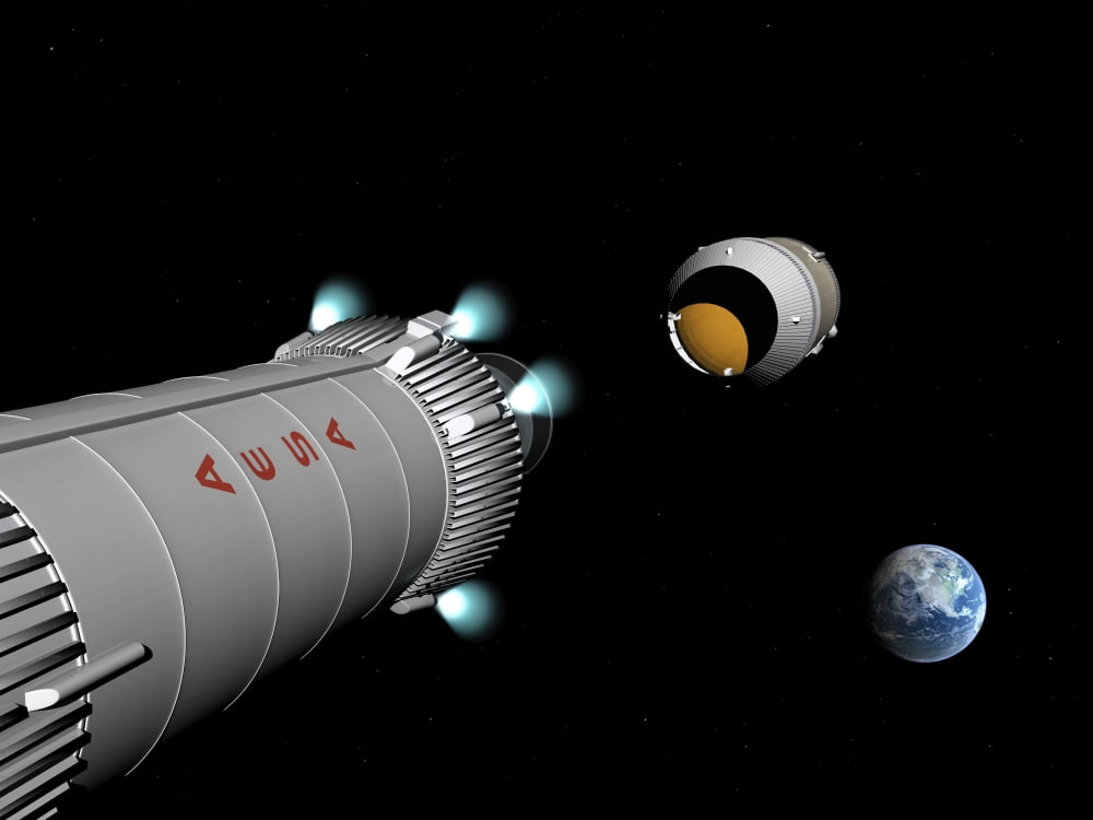 Phobos mission rocket releases spent propellant stage Canvas Art - Walter MyersStocktrek Images (33 x 25)