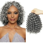 Phocas Crochet Hair for Black Women 8inch 3Packs Passion Twist Crochet Hair Jamaican Bounce Braiding Hair (Grey)