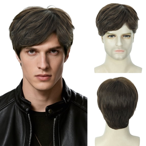 Phocas Dark Brown Synthetic Men's Short Wig for Daily Use