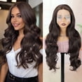 thumbnail image 1 of Phocas 13*3 Dark Brown Synthetic Lace Front Wig, Hd Lace Wigs for Women,Long Wavy Wear and Go Glueless False Hair 26inch, 1 of 11
