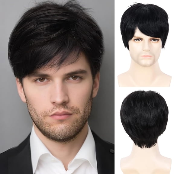 Phocas Short Black Men Wigs 8inch for Daily Use