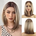 thumbnail image 1 of Phocas Short Bob Wig for Women，Ombre Blonde Hightlights Straight Hair Wigs No Bangs for Daily Use 13inch, 1 of 9