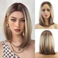 thumbnail image 1 of Phocas Short Bob Wig for Women，Ombre Blonde Hightlights Straight Hair Wigs No Bangs for Daily Use 13inch, 1 of 10