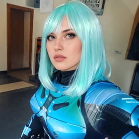 PHOCAS Short Bob Wig for Women,Wigs Synthetic Straight Wig with Bangs,Blue Hair Wig for Daily Use 12inch