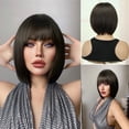 thumbnail image 1 of 【Natural Look】PHOCAS Short Brown Bob Wig with Bangs, Heat Resistant Synthetic Straight Wig for Women, 10 Inch Beginner Friendly Daily Wear, Great Gift for Mom, 1 of 8