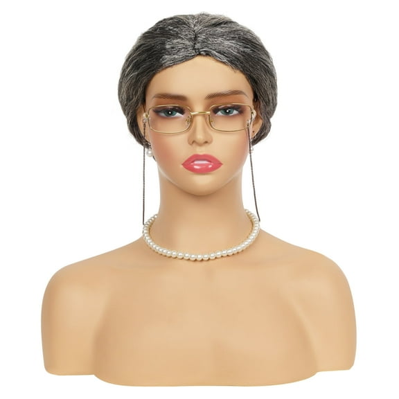 Phocas Grey Short Curly Wigs for Womens Mrs Claus Costume Adult Women Wig for Christmas Cosplay