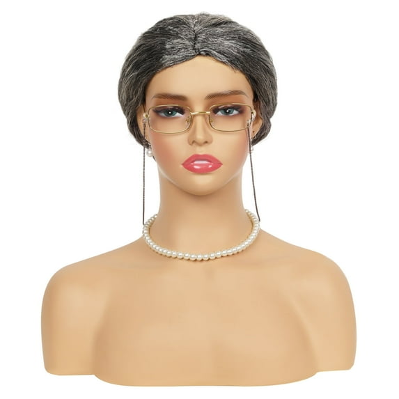 Phocas Grey Short Curly Wigs for Womens Mrs Claus Costume Adult Women Wig for Christmas Cosplay