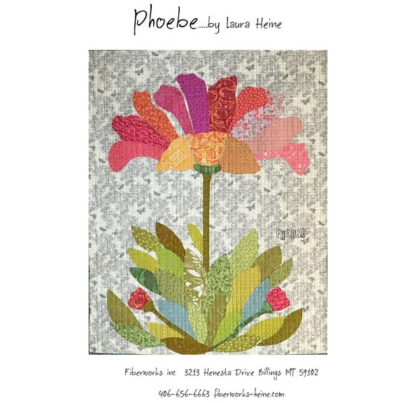 Phoebe Flower Collage Applique Quilt Pattern by Laura Heine from Fiberworks Inc. 41" x 52"