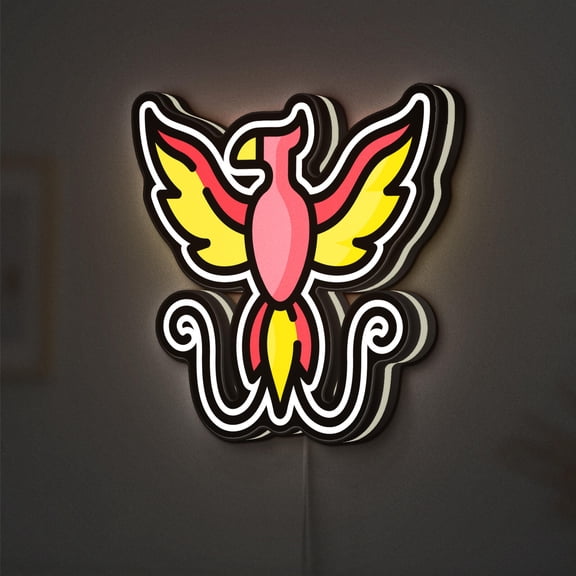 Phoenix 3D Novelty Light Box, Mythical Fire Bird Decor for Fantasy Lovers (Width 16 inch, 40cm)