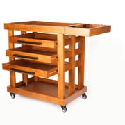 Phoenix 5-Tier Pine Artist Storage Cart Light Walnut Art Supply Rolling Trolley
