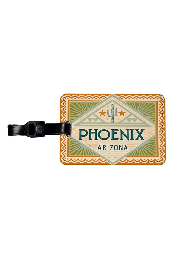 Phoenix AZ Arizona Travel Vacation Stamp Faux Leather Travel Luggage Tag