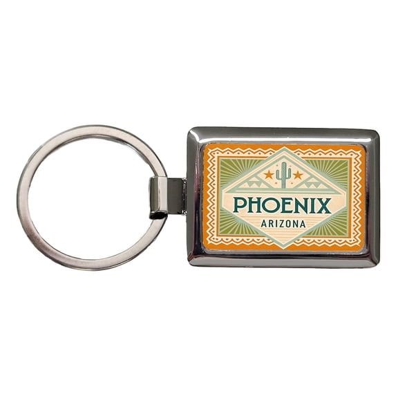 Phoenix AZ Arizona Travel Vacation Stamp Metal Rectangle Keychain