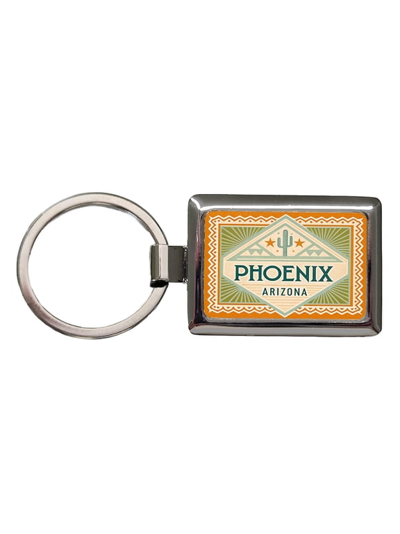 Phoenix AZ Arizona Travel Vacation Stamp Metal Rectangle Keychain