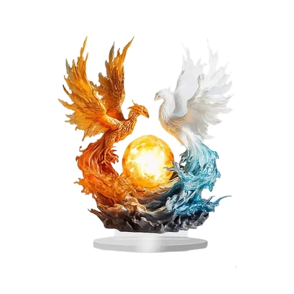 Phoenix Acrylic Desktop Display Figurine, Transparent Phoenix Sculpture Ornament, Light Transmitting Acrylic Statue for Home Office Collector Gift Layout