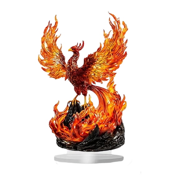 Phoenix Acrylic Statue, Mythical Bird Figurine Desktop Ornament for Home Office Decor, Rising Flame Sculpture Collectible Artwork Gift, Transparent Display Piece