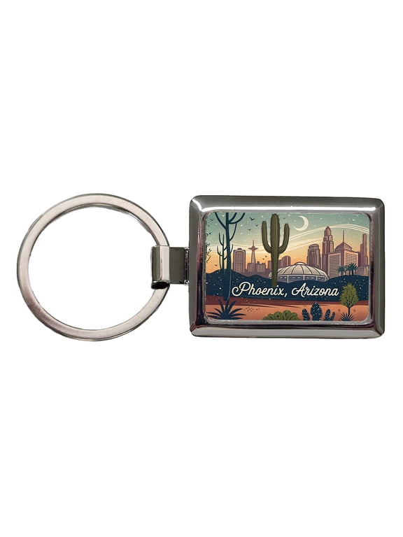 Phoenix, Arizona AZ Travel City State Stamp Metal Rectangle Keychain