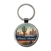 Phoenix, Arizona AZ Travel City State Stamp Metal Round Keychain