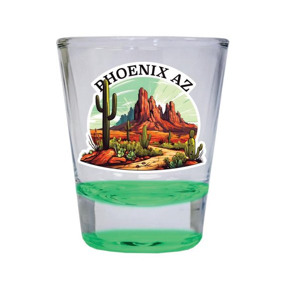 Phoenix Arizona Design A Souvenir 2 oz Round Shot Glass Green