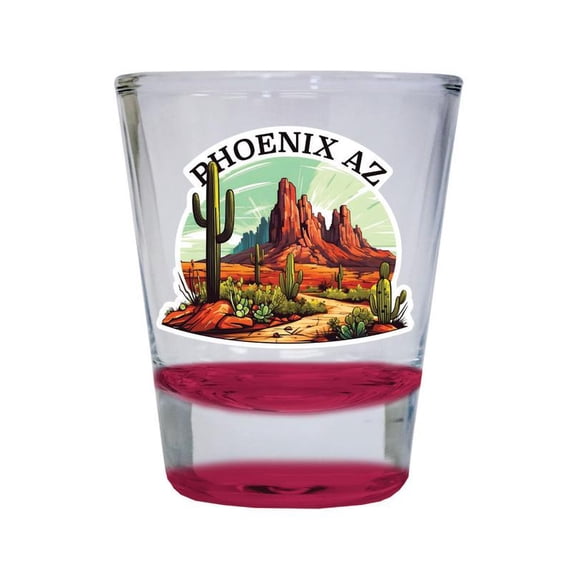 Phoenix Arizona Design A Souvenir 2 oz Round Shot Glass Red