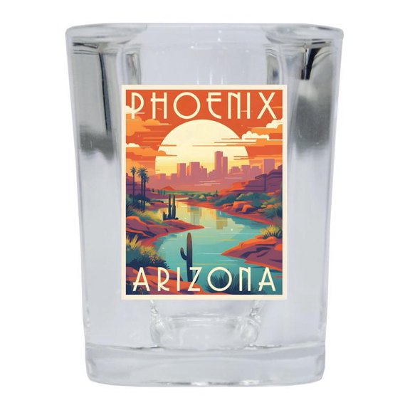 Phoenix Arizona Design C Souvenir 2 oz Square Shot Glass Clear