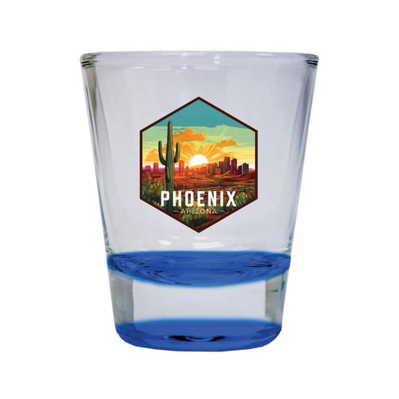 Phoenix Arizona Design D Souvenir 2 oz Round Shot Glass Blue