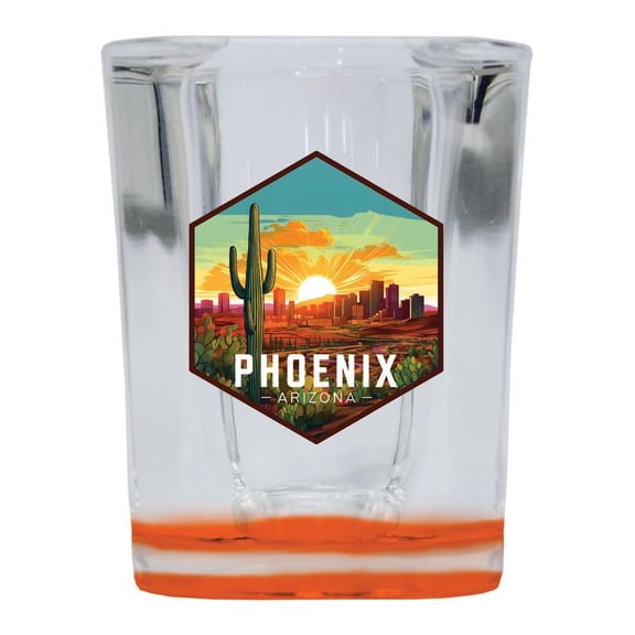 Phoenix Arizona Design D Souvenir 2 oz Square Shot Glass Orange