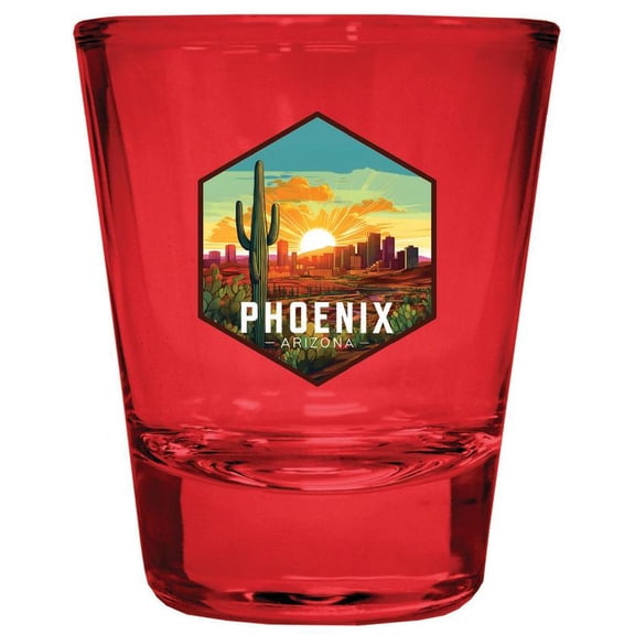 Phoenix Arizona Design D Souvenir Full Color 2 oz Round Shot Glass Red