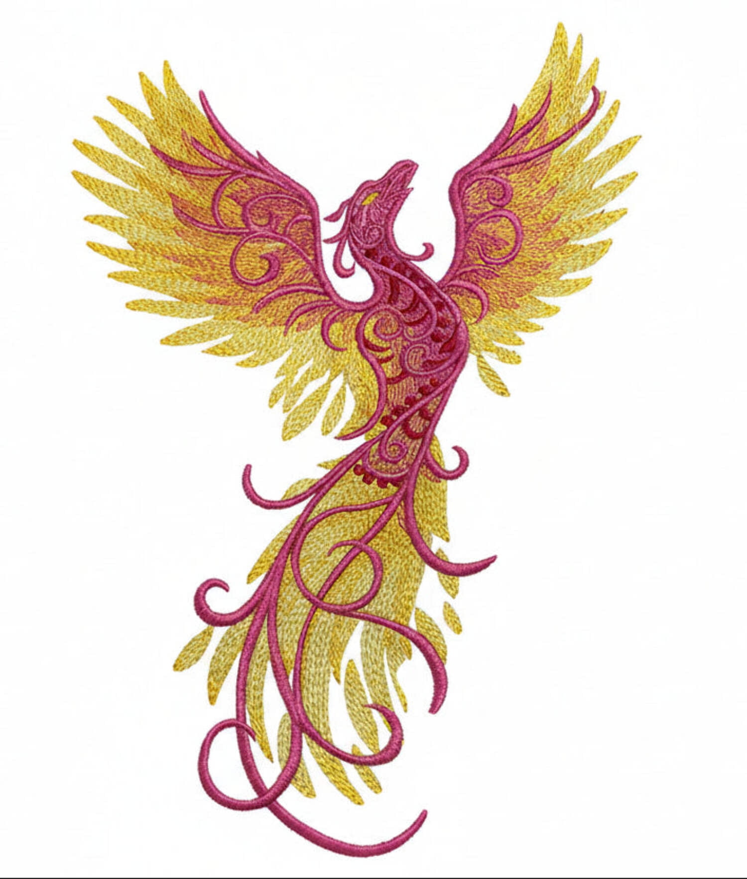 Phoenix Ascends Embroidered Patch Large (6.86" x 9.69") | Iron-On or Sew-On | Mythical Phoenix Applique