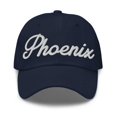 thumbnail image 1 of Phoenix Baseball Cap Phoenix Dad Hat Bold Script Arizona AZ Hat Embroidered Souvenir Gift Navy, 1 of 2