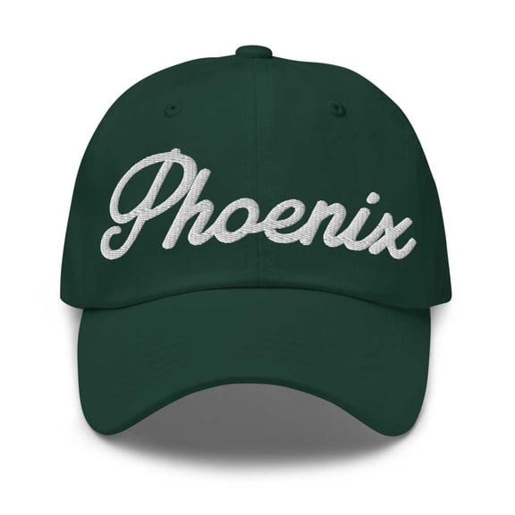 Phoenix Baseball Cap Phoenix Dad Hat Bold Script Arizona AZ Hat Embroidered Souvenir Gift Spruce