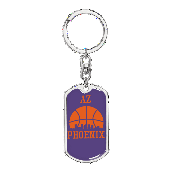 Phoenix Basketball City Purple Swivel Keychain Dog Tag Stainless Steel or 18k Gold