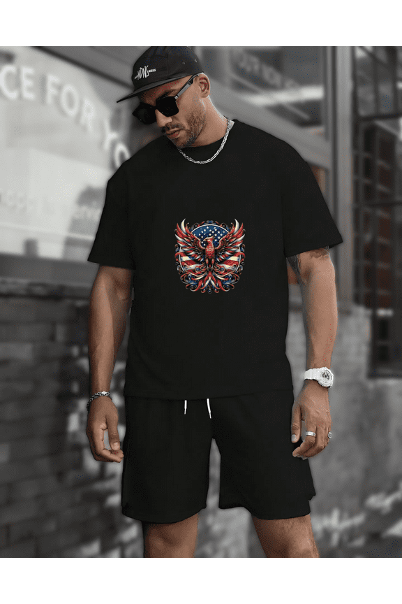 Phoenix Bird American Eagle, A Vintage Patriotic Flag Graphic Art Design Unisex T-Shirt, up to size 5XL