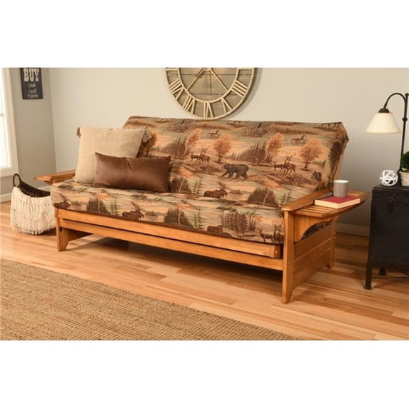 Phoenix Butternut Futon Frame with Canadian Mattress - Full Size